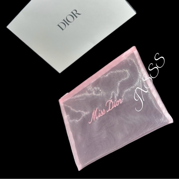 Baby-Pink (Mesh) Dior Beauty (Miss Dior) Embroidered Cosmetic-Makeup Bag - Picture 5 of 16